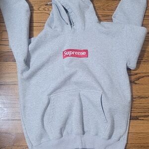 Light Gray Hoodie with Red Logo